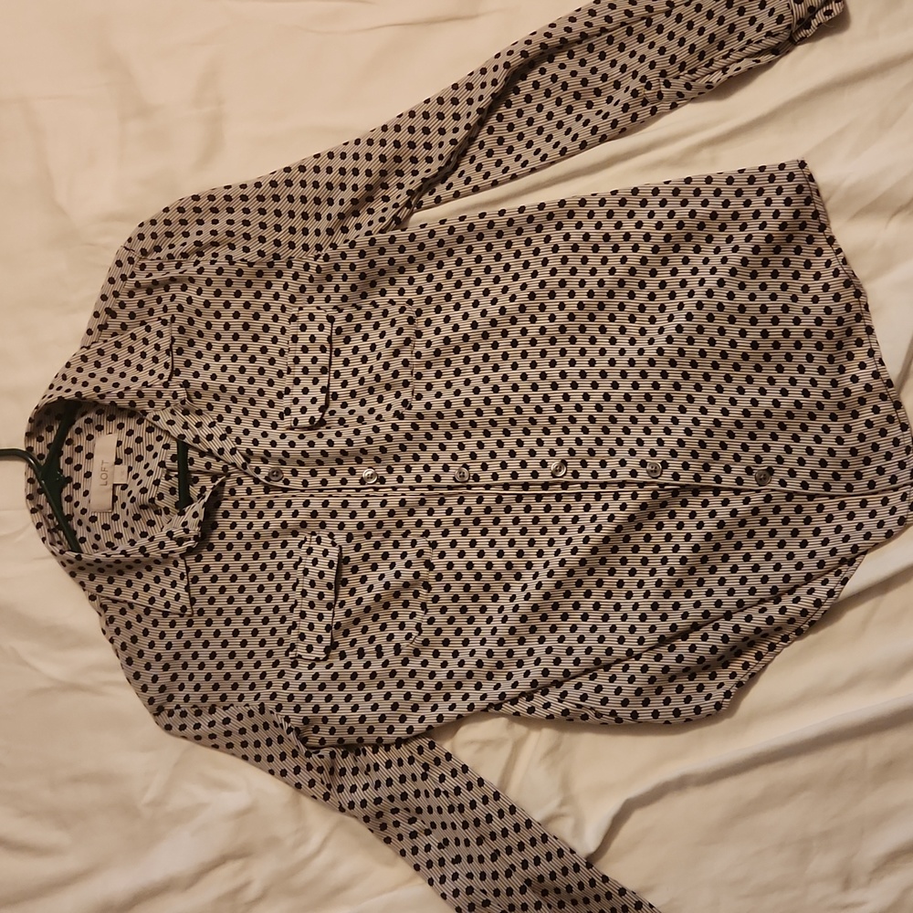 Black polka-dot button down dress shirt